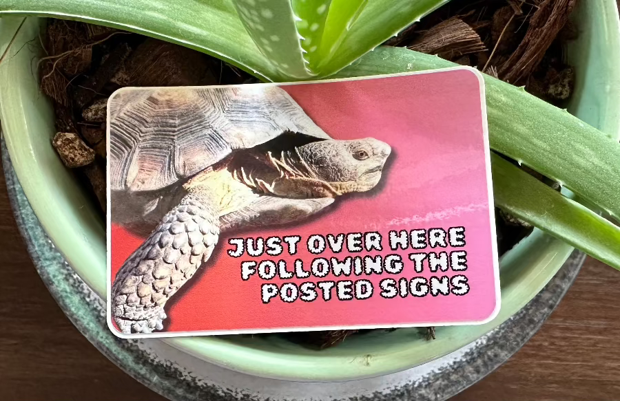 Just over here following the posted signs. (3x2 Rectangular Sticker)