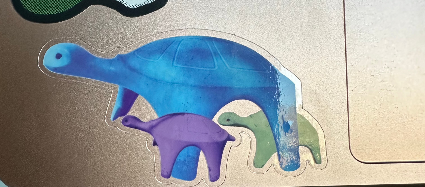 Playground Turtles on Clear Vinyl, 3x2"