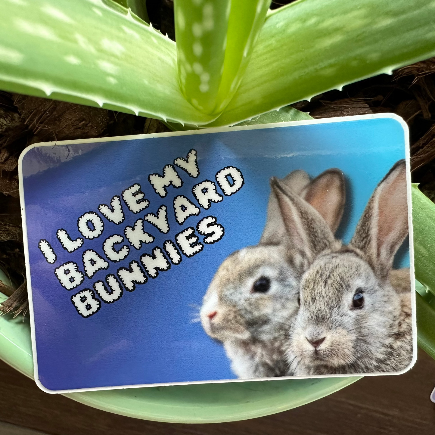 I love my backyard bunnies. (3x2 Rectangular Sticker)