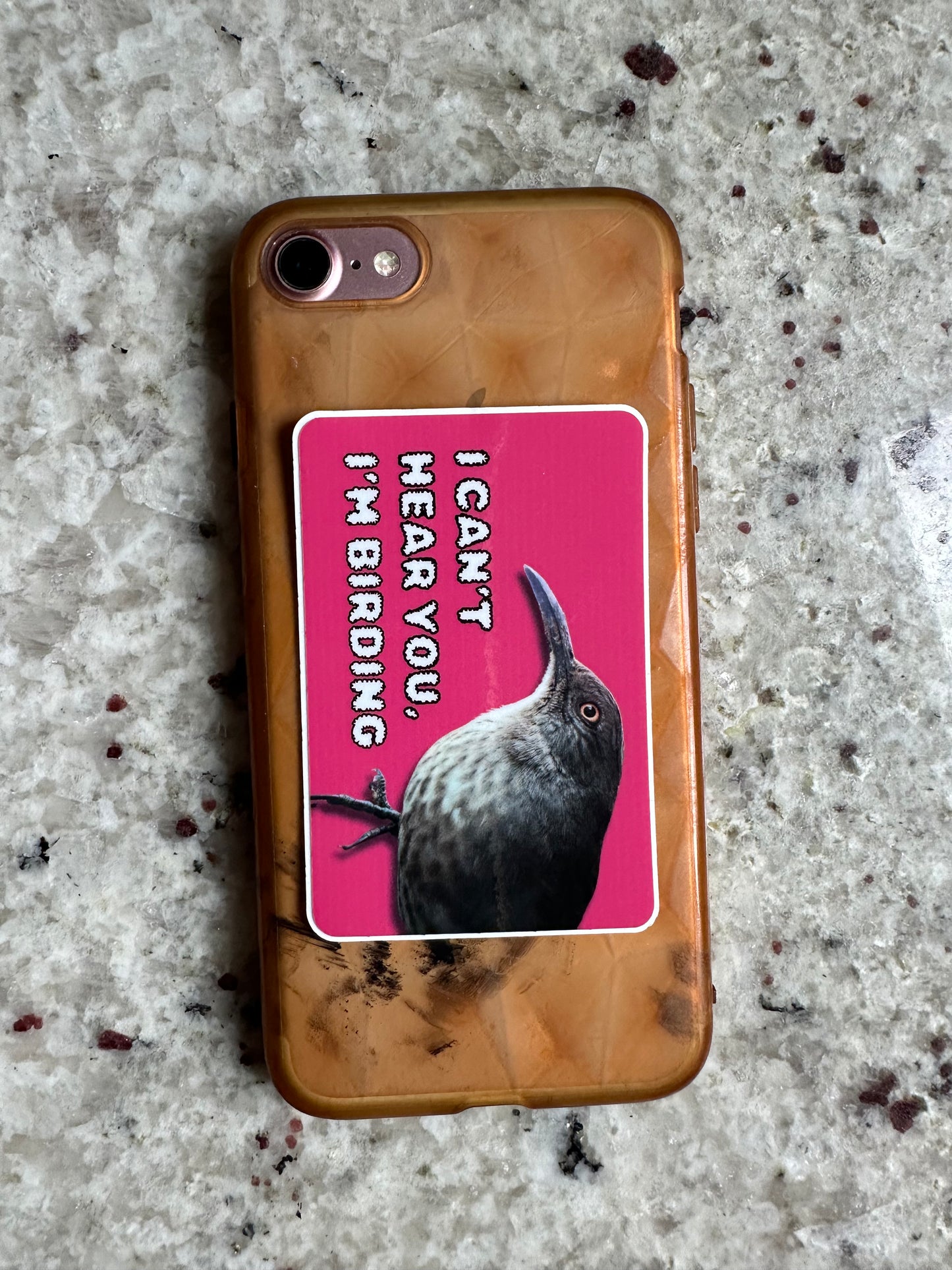 Gift for birders: I can't hear you. I'm birding. (3x2 Rectangular Sticker) Tucson Desert Bird Gift