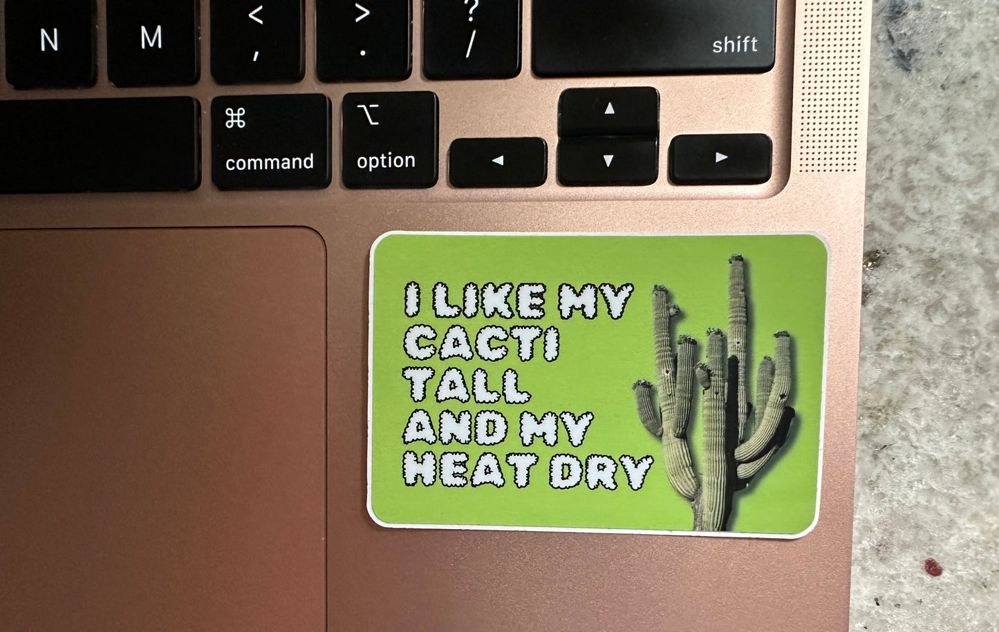 I like my cacti tall and my heat dry. (3x2 Rectangular Sticker)