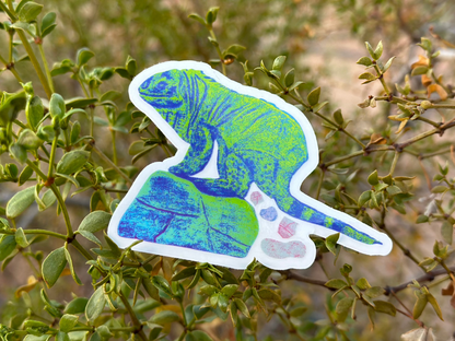 Poopin' Iguana Sticker on Clear Vinyl, 3x2"