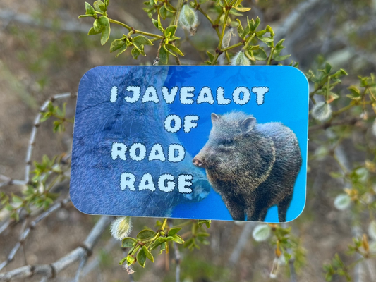Funny Arizona Javelina Sticker – “I Javealot of Road Rage” – 3x2 Vinyl, Waterproof & UV Laminated